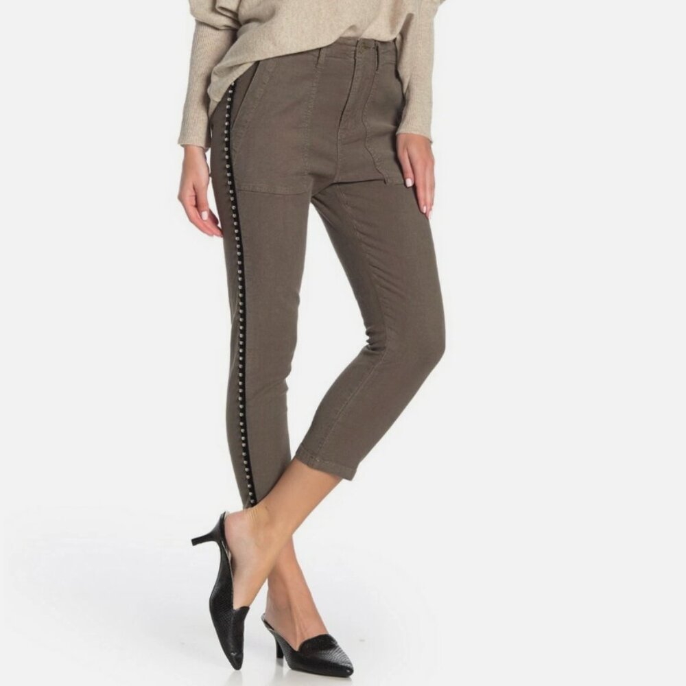 Joie - Side Sequin Stripe Skinny Pants - Cotton/Linen/Spandex Blend - Size 8